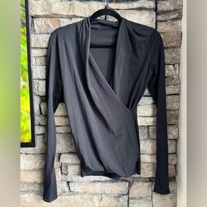 lululemon athletica Black Wrap-Style Long Sleeve Top